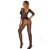 Еротичний комбінезон-бодістокінг у клітину - чорний One size (4000093368271), фото 2