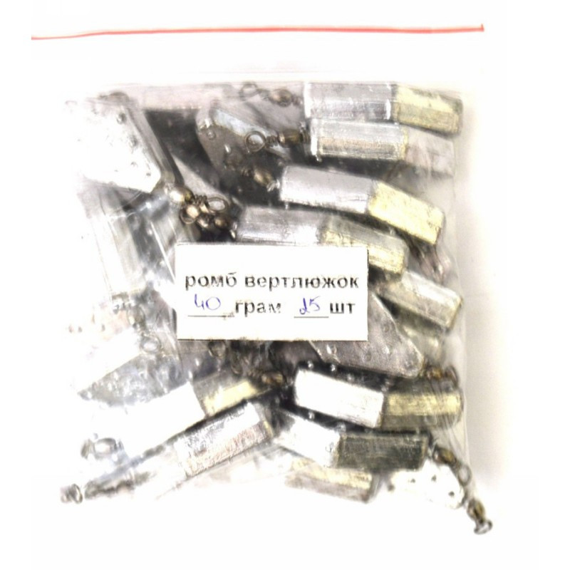 Грузило Ромб з вертлюгом, 40г (Грузила з вертлюгом), фото 1