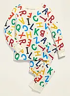Піжама унісекс білий з алфавітом лонгслів + штани Old Navy 74см 6-12 Місяців (614457)