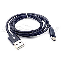 Кабель Type-C to USB 2.0, чорний (гарна якість), ганчірка, 1 м, фото 3