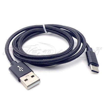 Кабель Type-C to USB 2.0, чорний (гарна якість), ганчірка, 1 м, фото 1