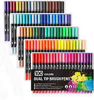 Преміум-набір двосторонніх маркерів FineLiner / Brush Markers Pens 100 кольорів