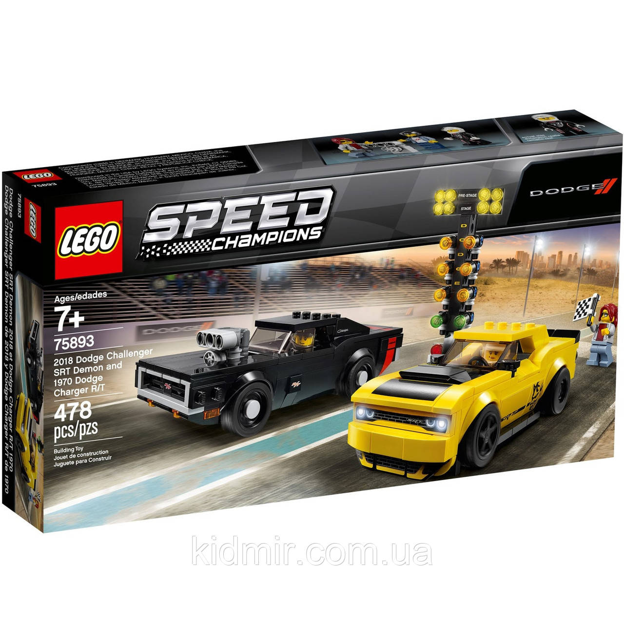 Конструктор LEGO Speed Champions 75893 Dodge Challenger SRT Demon 2018 + Dodge Charger R/T 1970, фото 1