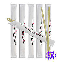 Палички для суші бамбукові "Сакура"в індивідуальній упаковці 20 см 100 шт