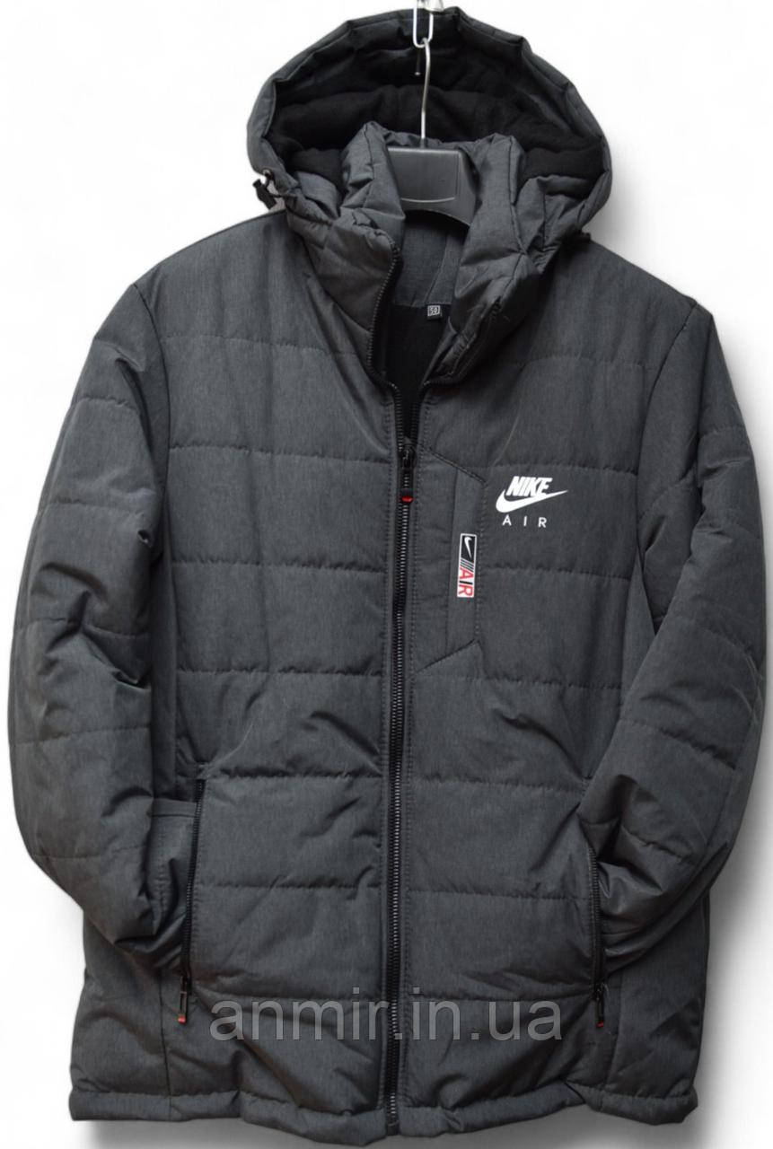 Куртка зимова чоловіча з капюшоном і кишенями NIKE норма 48-56, сірого кольору