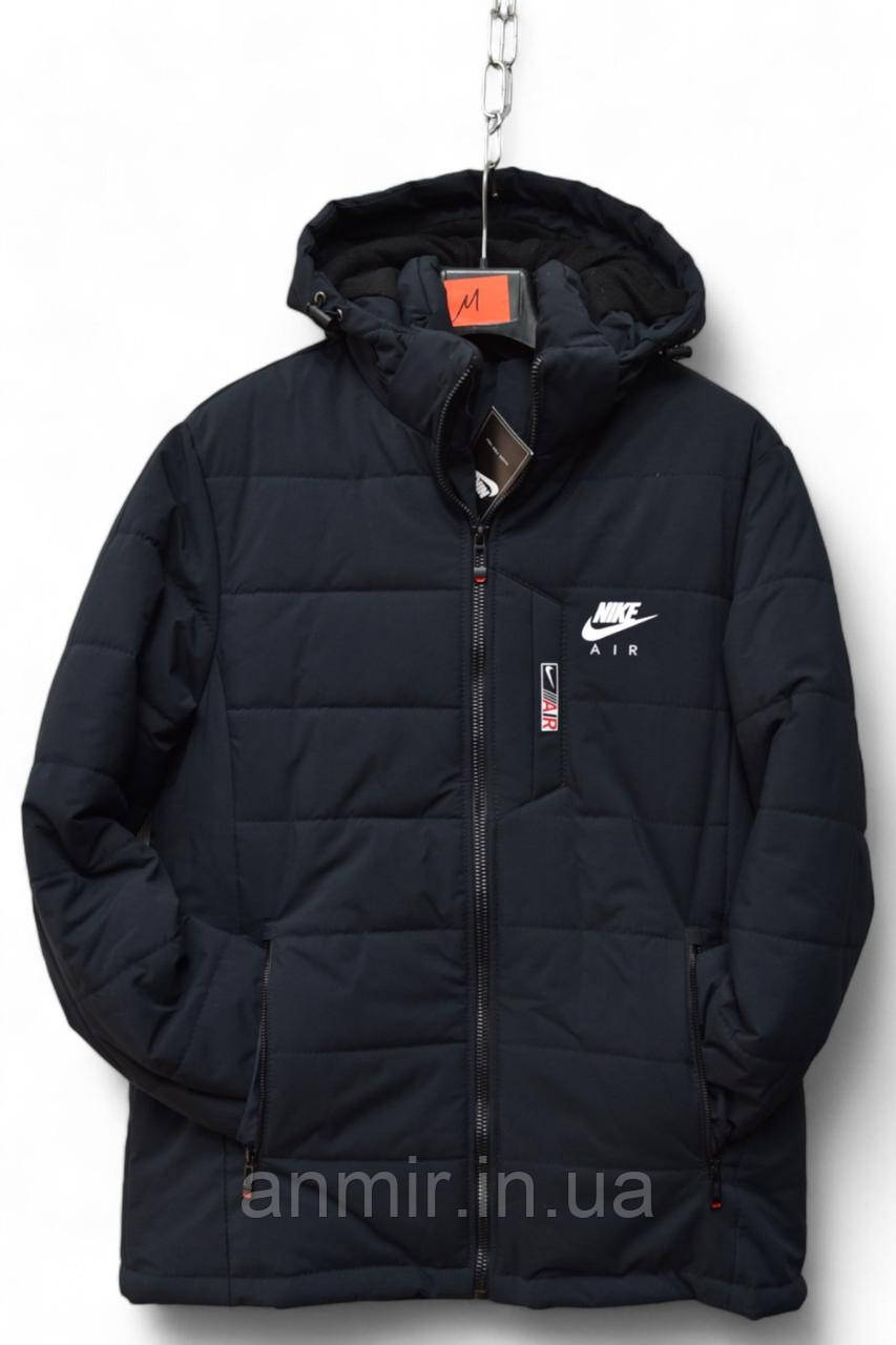Куртка зимова чоловіча з капюшоном і кишенями NIKE норма 48-56, синього кольору