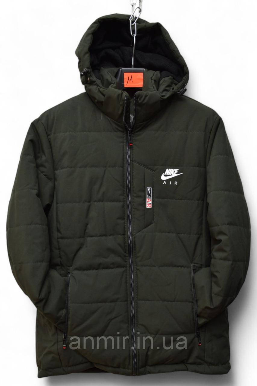 Куртка зимова чоловіча з капюшоном і кишенями NIKE норма 48-56, колір хакі