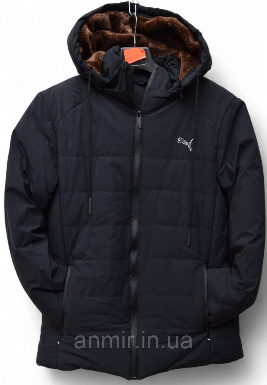 Куртка зимова чоловіча з хутряним капюшоном PUMA норма 48-56, синього кольору