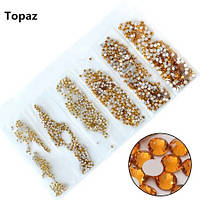 Набір страз холодної фіксації. Premium TOPAZ SS3-SS10 Non-hot Fix 1700шт.