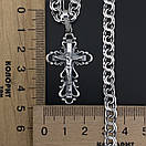 Чоловіча срібна цепочка з оригінальним хрестиком. Ланцюг бісмарк і освячений кулон хрестик. Довжина 55 см, фото 6