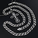 Чоловіча срібна цепочка з оригінальним хрестиком. Ланцюг бісмарк і освячений кулон хрестик. Довжина 55 см, фото 7