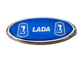 Емблема на капот, багажник ВАЗ Лада 95х39мм синя на скотчі УЦІНКА!