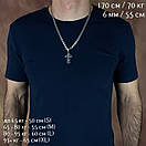 Чоловіча срібна цепочка з оригінальним хрестиком. Ланцюг бісмарк і освячений кулон хрестик. Довжина 55 см, фото 8