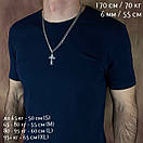 Чоловіча срібна цепочка з оригінальним хрестиком. Ланцюг бісмарк і освячений кулон хрестик. Довжина 55 см, фото 2