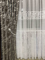 Тюль 5.50 х 2.50 м  жакардовий смуга мармур білий