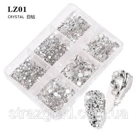 Набір страз холодної фіксації Premium Crystal SS6-SS20 Non-hot Fix 900шт ( срібна підкладка)