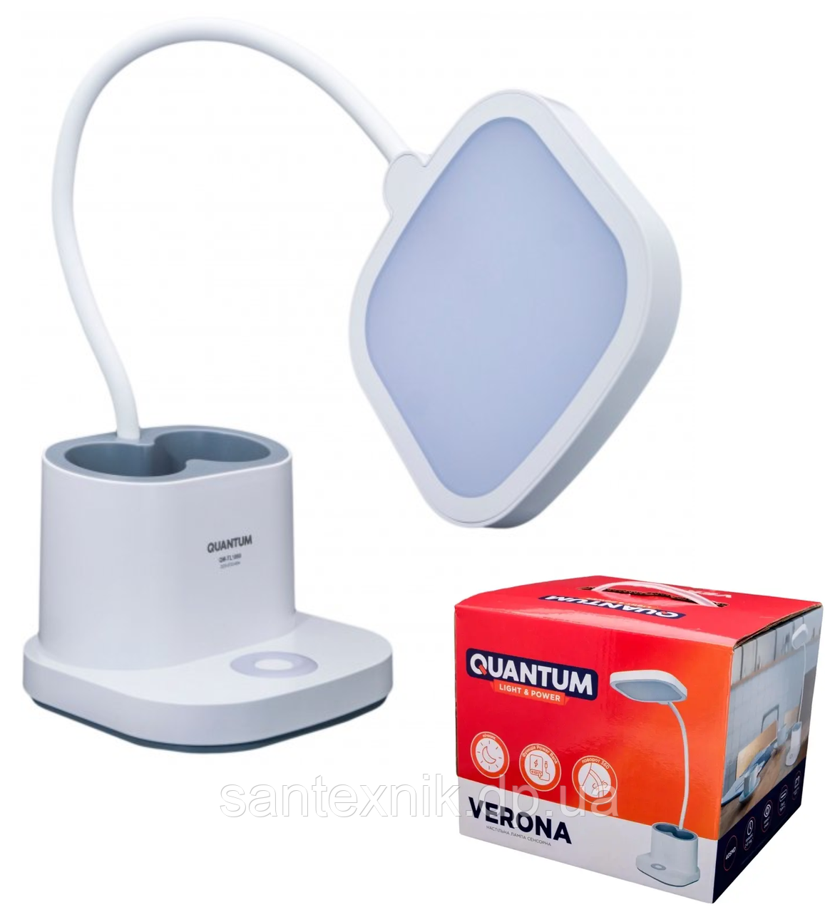 Настільна лампа з акумулятором Quantum VERONA QM-TL1061 LED 3.5 W 450 lm 4100 К USB 5 V 3000 mAh з Power Bank