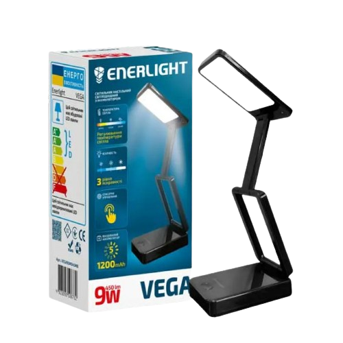 Лампа настільна LED 9W 3000-6000К з акумулятором чорний VEGA9SMD45MB VARTA