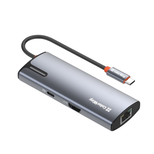 Док-станція 6в1 Type-C ColorWay CW-HUB02 PD Type-C/3*USB 3.0/HDMI 4K/RJ45, фото 1