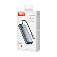 Док-станція 6в1 Type-C ColorWay CW-HUB02 PD Type-C/3*USB 3.0/HDMI 4K/RJ45, фото 6