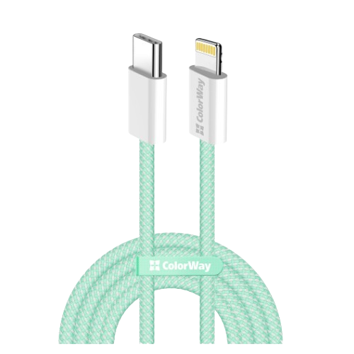 Кабель USB PD Type-C/Lightning ColorWay CW-CBPDCL061-G 27W 1м зелений, фото 1