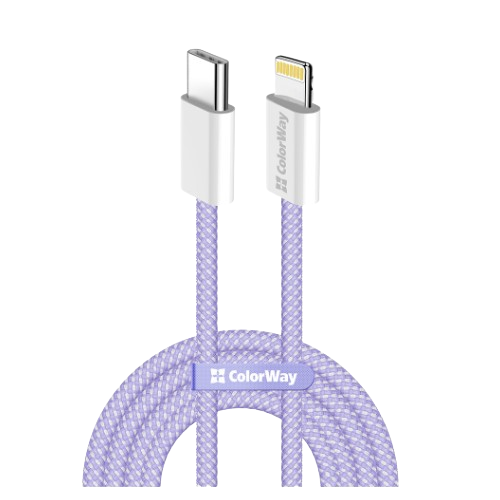 Кабель USB PD Type-C/Lightning ColorWay CW-CBPDCL061-PU 27W 1м фіолетовий, фото 1