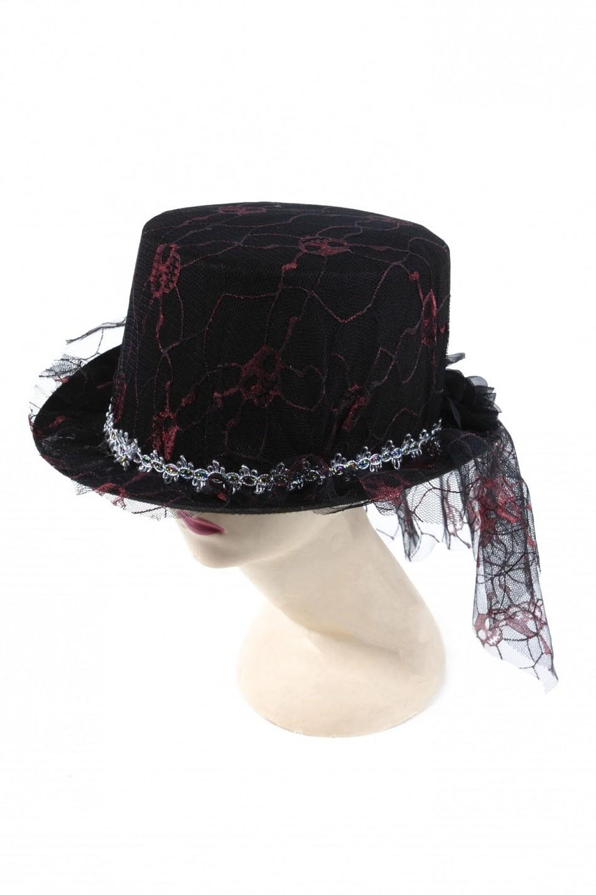 Капелюх Циліндр "halloween" з вуаллю, карнавальний головний убір — аксесуар для вашого образу