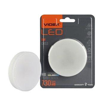 Лампа 8W GX53 3000K 220V LED Videx