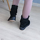 Чорні замшеві жіночі зимові напівчобітки, фото 6