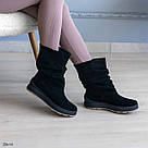 Чорні замшеві жіночі зимові напівчобітки, фото 4