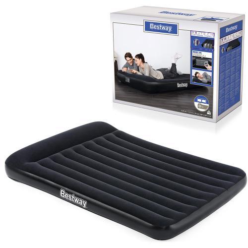 Надувний двоспальний велюр матрац Bestway 67464, 203*152*22 см, з підголівником, з вбудованим насосом 220V