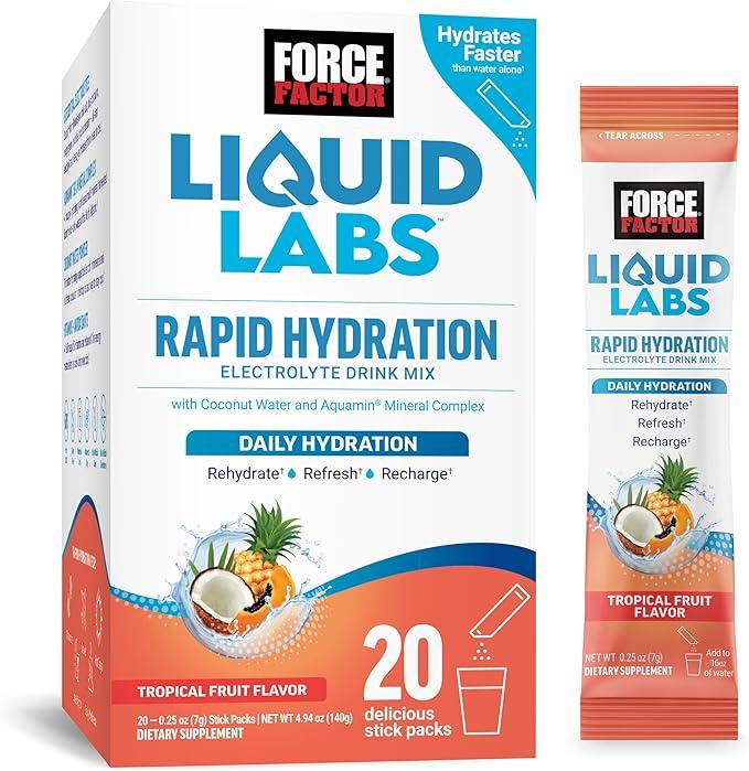 Force Factor Liquid Labs Rapid Hydration Electrolyte Drink Mix 20 Stick Packs х 7 g