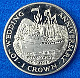 Монета Гібралтару 1 крона 1991 р. Корабель, фото 2