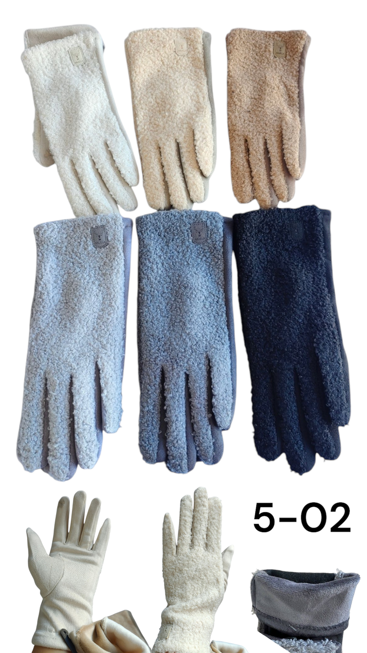 Жіночі рукавички плюшевіTeddy для сенсорного екрана гуртом, фото 1