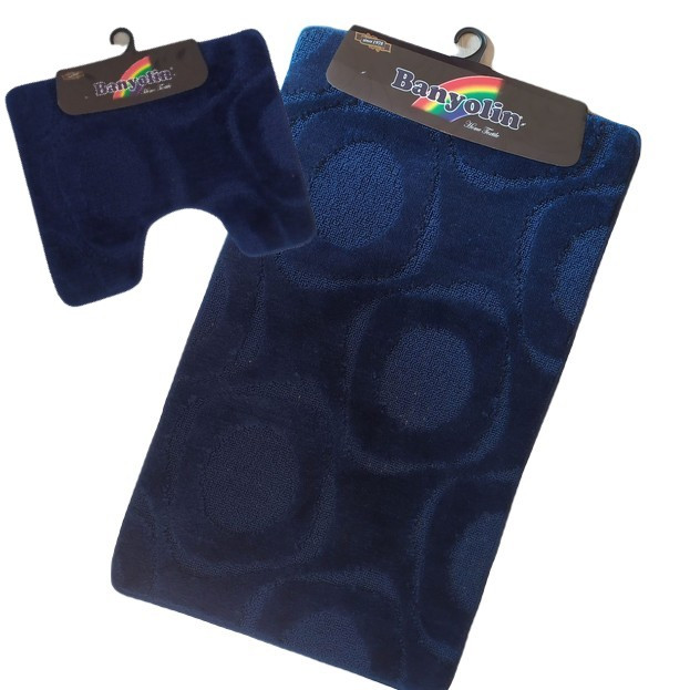 Набір синіх килимків для ванної 60*100/50*60 см Navy Blue Banyolin