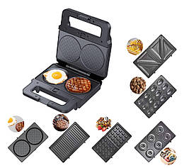 Мультипекар, вафельниця, котлетниця, гриль 6 в1 2200Вт мультимейкер Zepline ZP-812 з зміними пластинами