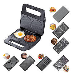 Мультипекар, вафельниця, котлетниця, гриль 7в1 2200Вт мультимейкер Zepline ZP-811 з зміними пластинами