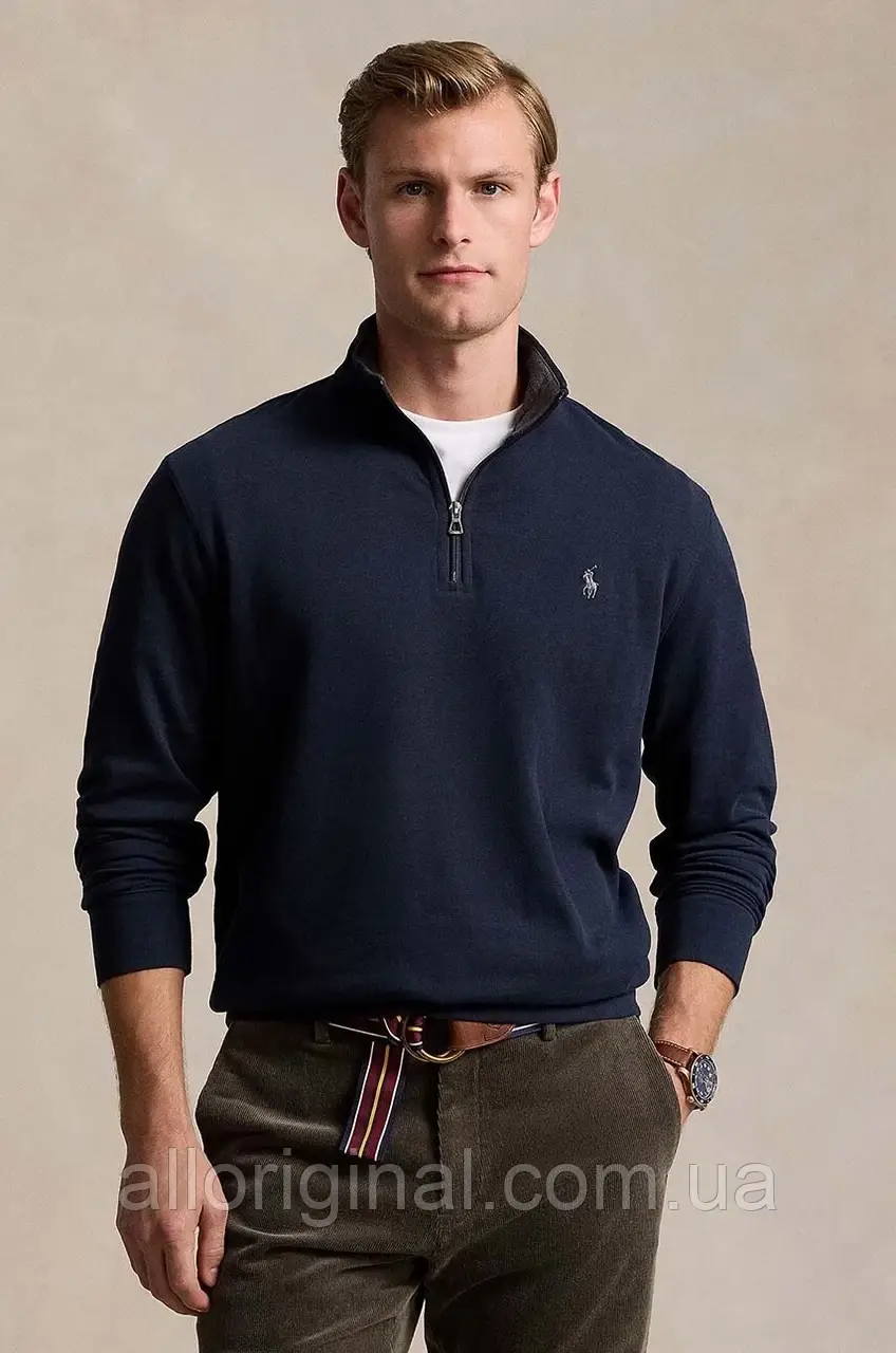 AllOriginal com ua Кофта Polo Ralph Lauren чоловіча колір синій однотонна 710812963 РОЗМІРИ ЗАПИТУЙТЕ