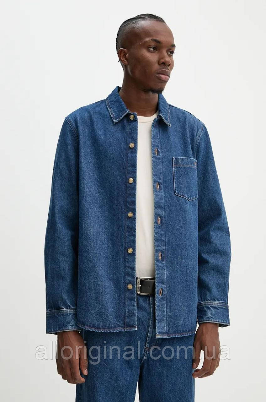 AllOriginal com ua Джинсова сорочка A.P.C. surchemise vittorio brodee чоловіча колір синій regular класичний