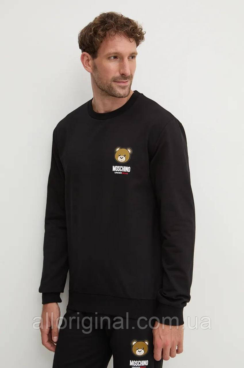 AllOriginal com ua Кофта лаунж Moschino Underwear колір чорний з принтом 17884413 РОЗМІРИ ЗАПИТУЙТЕ