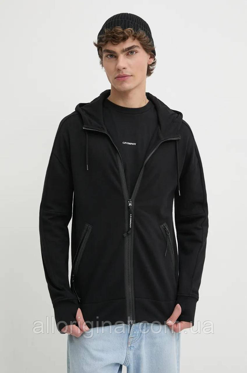 AllOriginal com ua Бавовняна кофта C.P. Company Diagonal Raised Fleece Goggle Zipped чоловіча колір чорний з