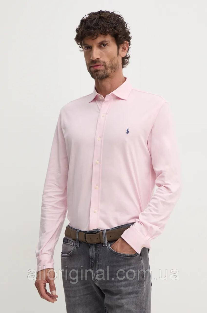 AllOriginal com ua Бавовняна сорочка Polo Ralph Lauren чоловіча колір рожевий regular класичний комір РОЗМІРИ