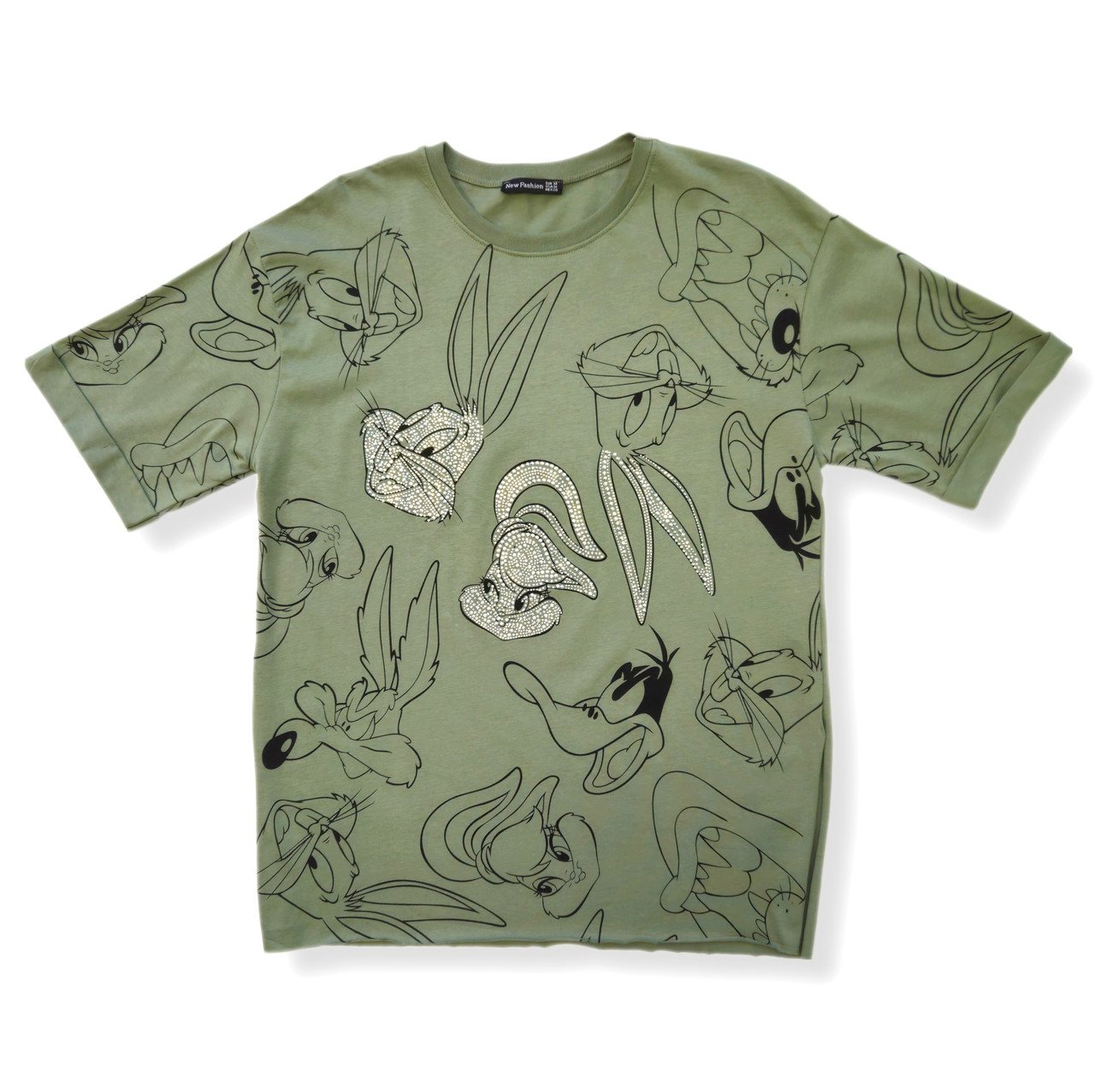 Футболка подовжена Bunny жіноча хакі. S, M, L, фото 1