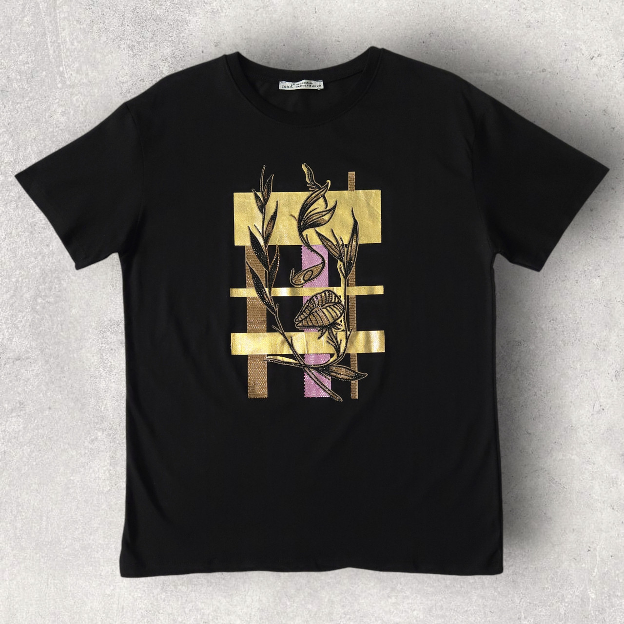 Футболка зі стразами жіноча чорна. S, M, L, фото 1