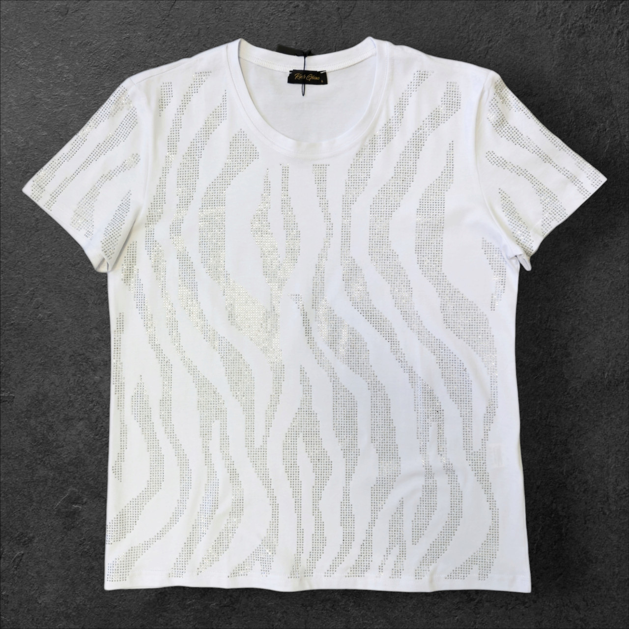 Футболка зі стразами жіноча чорна. XL, XXL, 3XL