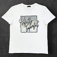 Футболка Perfectly зі стразами жіноча біла. L, XXL, 3XL