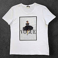 Футболка зі стразами жіноча біла. L, XL, XXL, 3XL