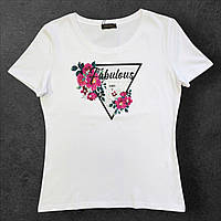 Футболка з принтом жіноча біла. S, M, L, XL