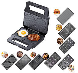Мультипекар, вафельниця, котлетниця, гриль 8в1 2200Вт мультимейкер Zepline ZP-808 з зміними пластинами
