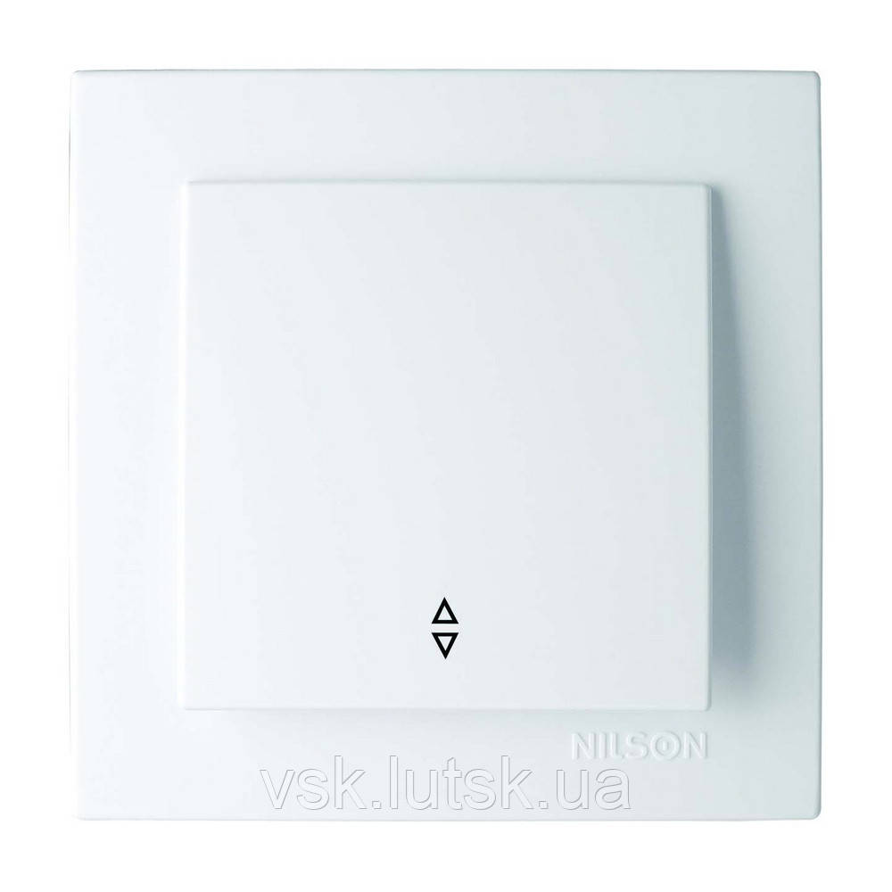 Вимикач Nilson Touran білий прохід 1кл (12шт) (24111007), фото 1